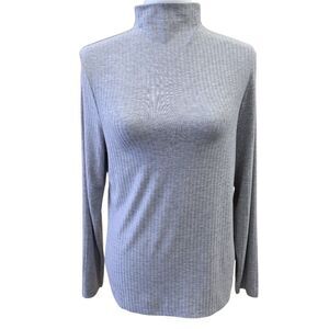 Christian Siriano Gray Ribbed Mock Neck Top, XL NWT